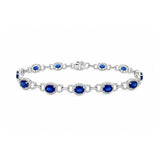 Oval Brilliant Cut Sapphire and Diamond Link Bracelet-Oval Brilliant Cut Sapphire and Diamond Link Bracelet