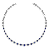 Oval Brilliant Cut Sapphire Diamond Halo Halfway Necklace-Oval Brilliant Cut Sapphire Diamond Halo Halfway Necklace - SNRTJ00073