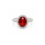 Oval Brilliant Spessartite Diamond Halo Ring-Oval Brilliant Spessartite Diamond Halo Ring