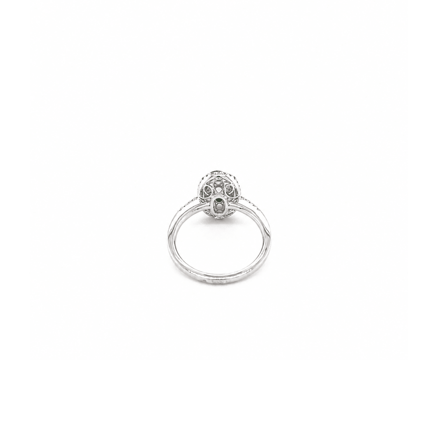 Oval Cabouchon Jade Diamond Halo Ring