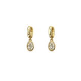 Oval Cut 18K Diamond Drop Earrings-Oval Cut 18K Diamond Drop Earrings - 