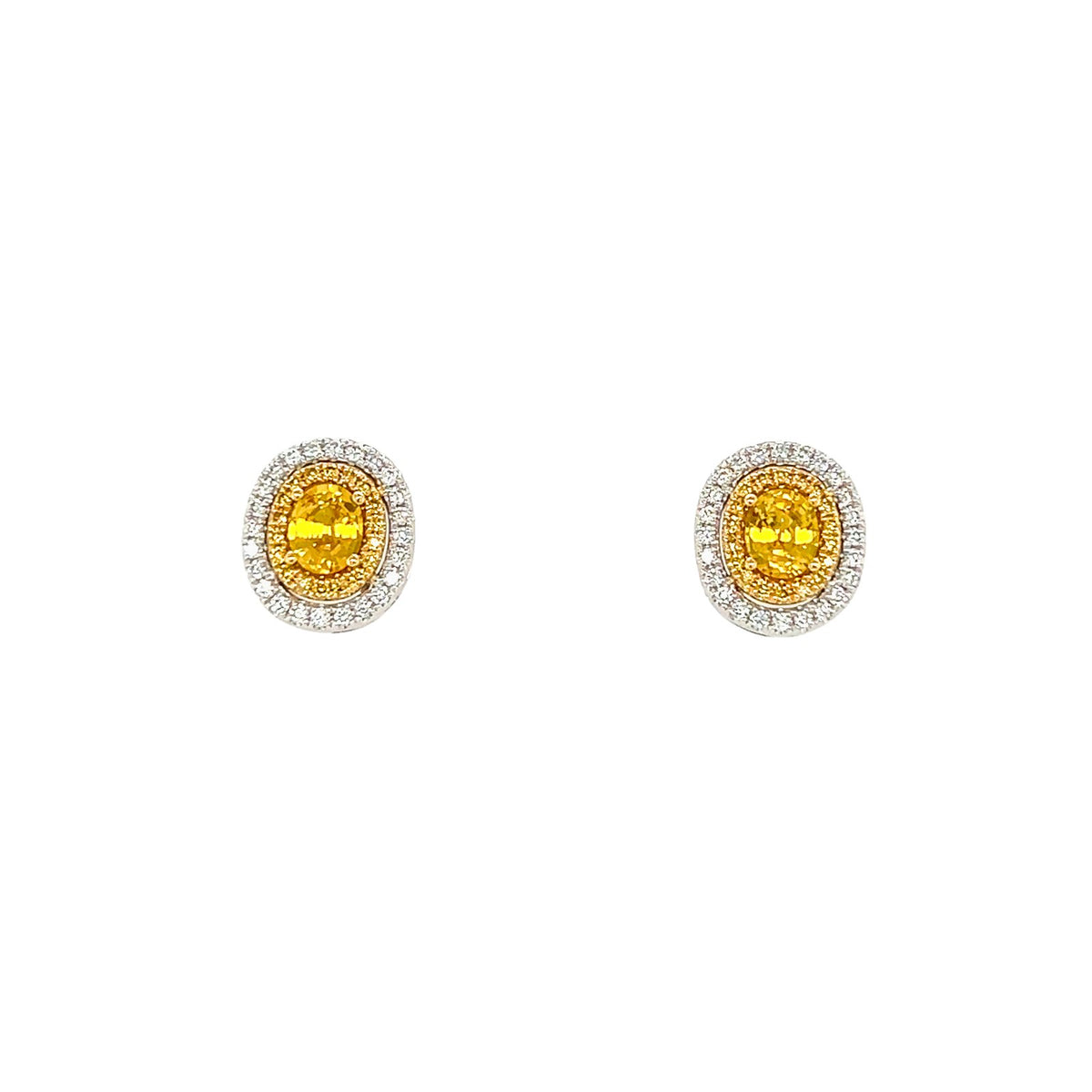 Oval Yellow Sapphire Diamond Stud Earrings - SETIJ00851