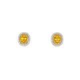 Oval Yellow Sapphire Diamond Stud Earrings-Oval Yellow Sapphire Diamond Stud Earrings - SETIJ00851