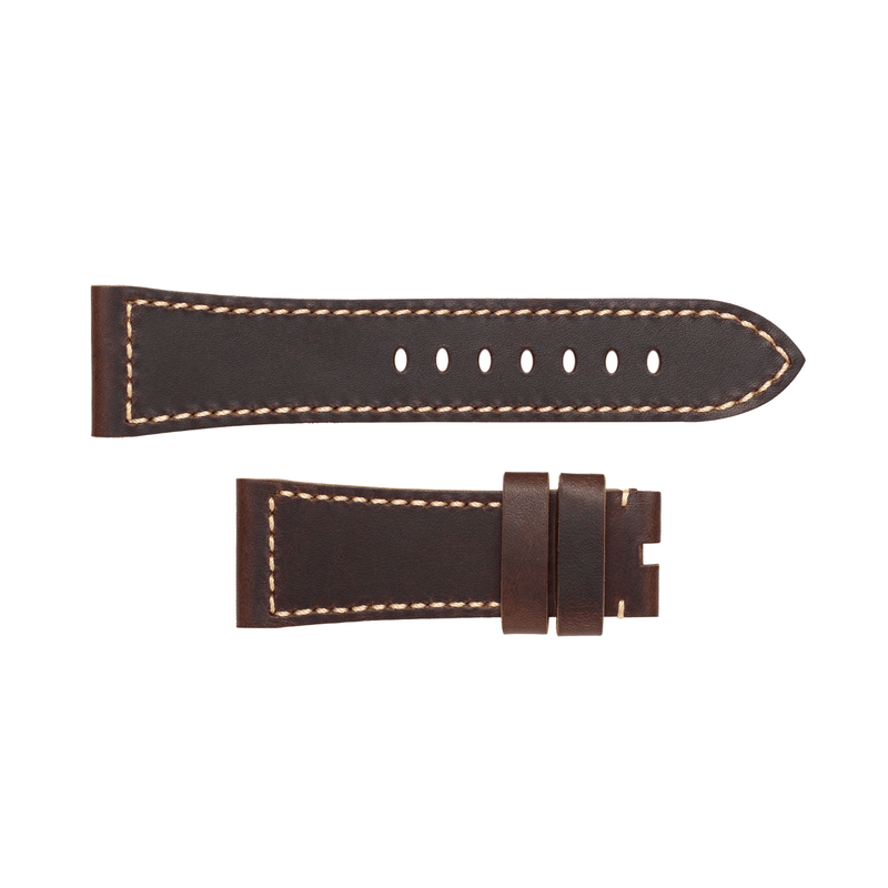 Panerai Dark Brown Beige Calf Strap 27/22mm-Panerai Dark Brown Beige Calf Strap 27/22mm - MXE0LR58