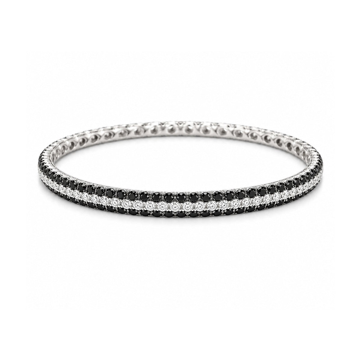 Pave Black and White Diamond Eternity Bangle