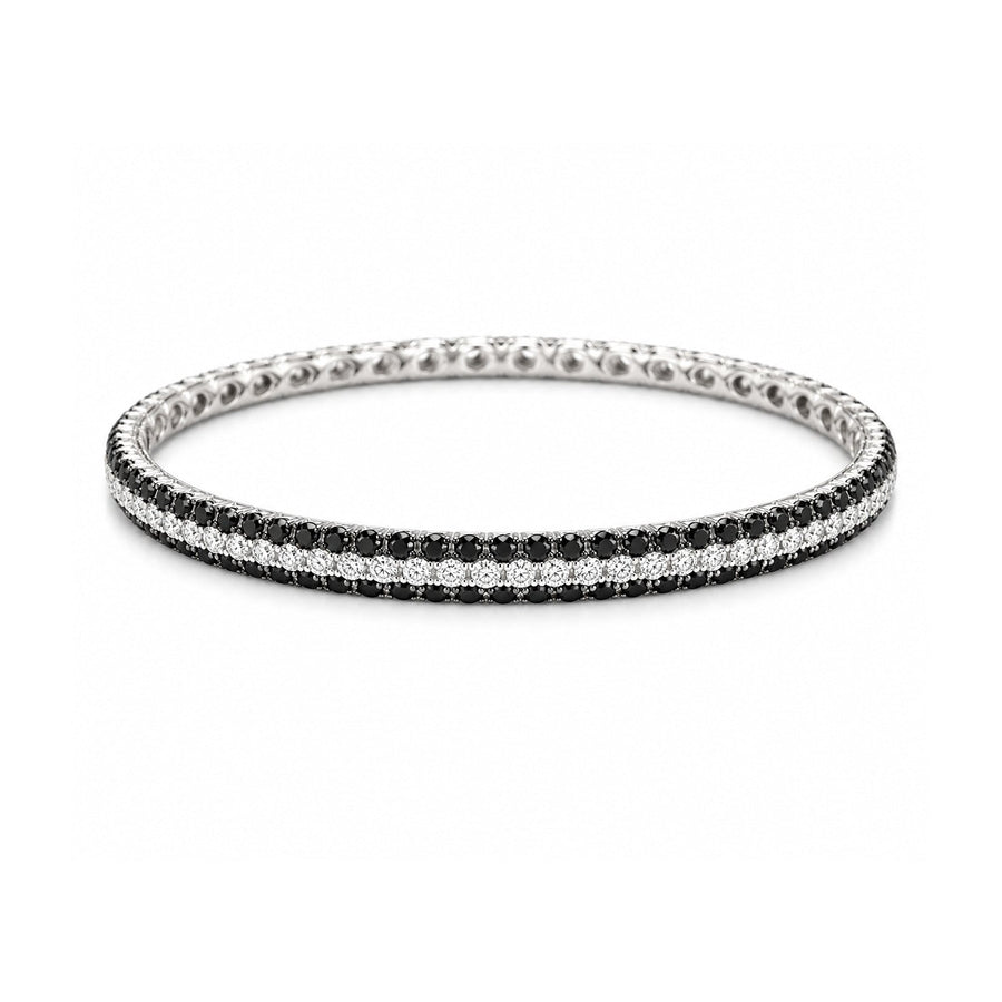 Pave Black and White Diamond Eternity Bangle