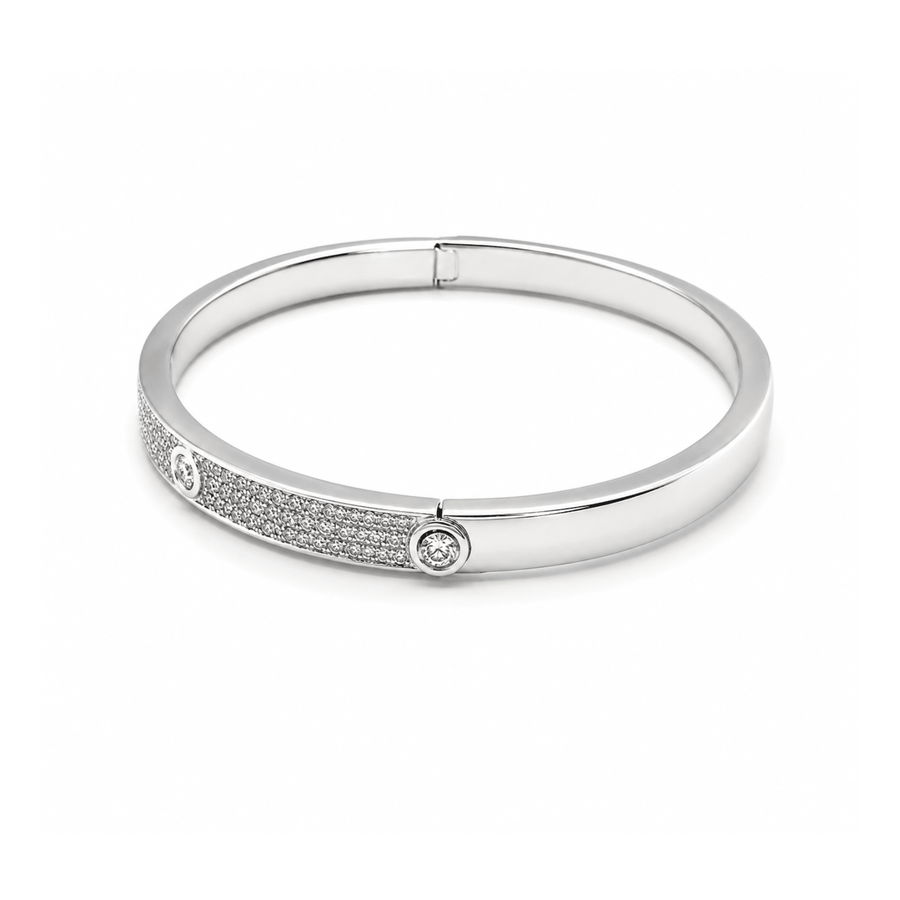Pave Diamond Bezel Station Halfway Bangle - DBMKD00943