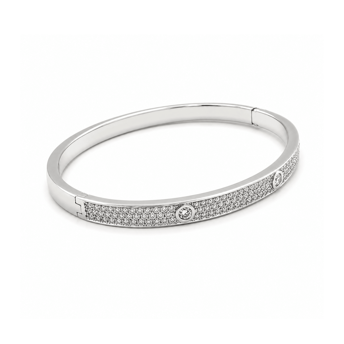 Pave Diamond Bezel Station Halfway Bangle - DBMKD00943