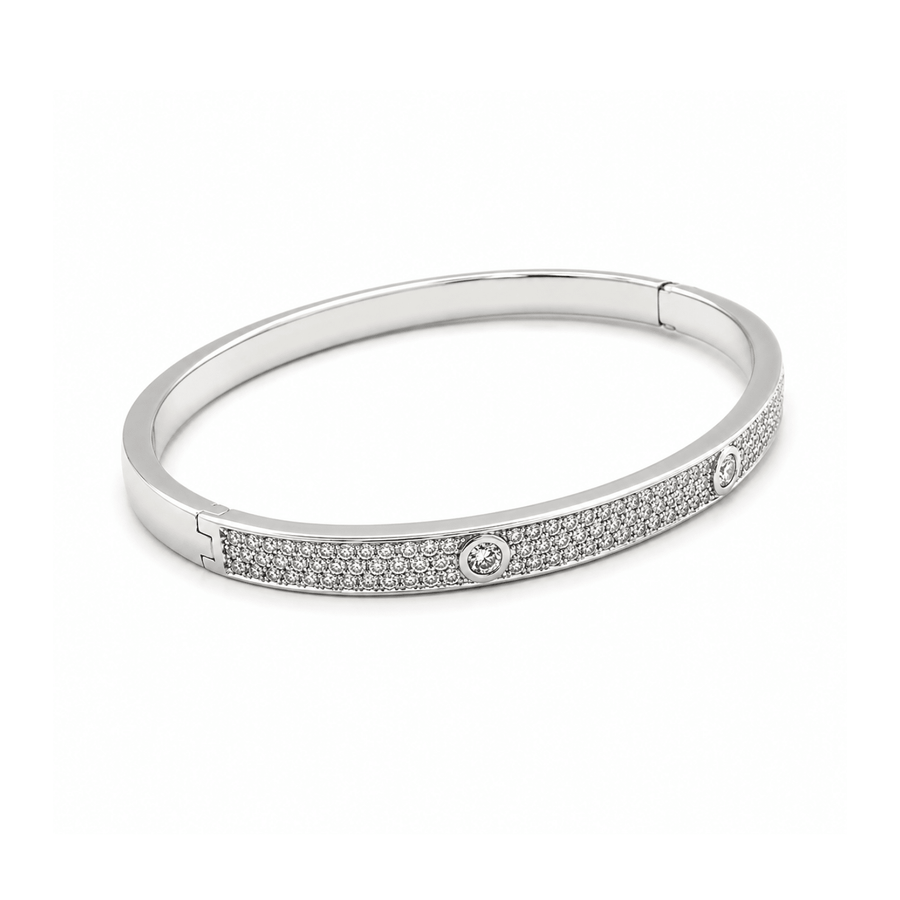 Pave Diamond Bezel Station Halfway Bangle - DBMKD00943