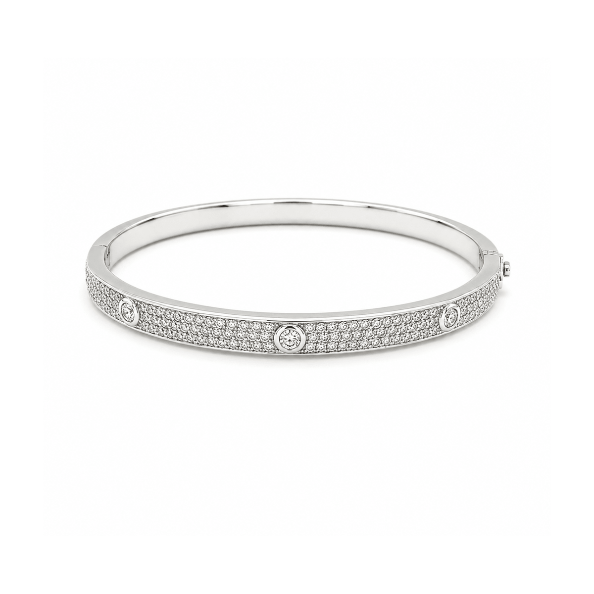 Pave Diamond Bezel Station Halfway Bangle - DBMKD00943