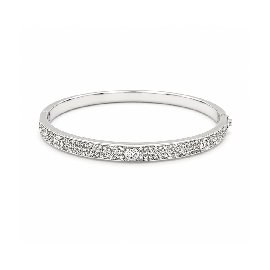 Pave Diamond Bezel Station Halfway Bangle - DBMKD00943
