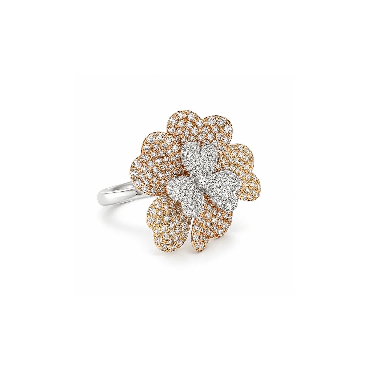 Pave Diamond Flower Ring