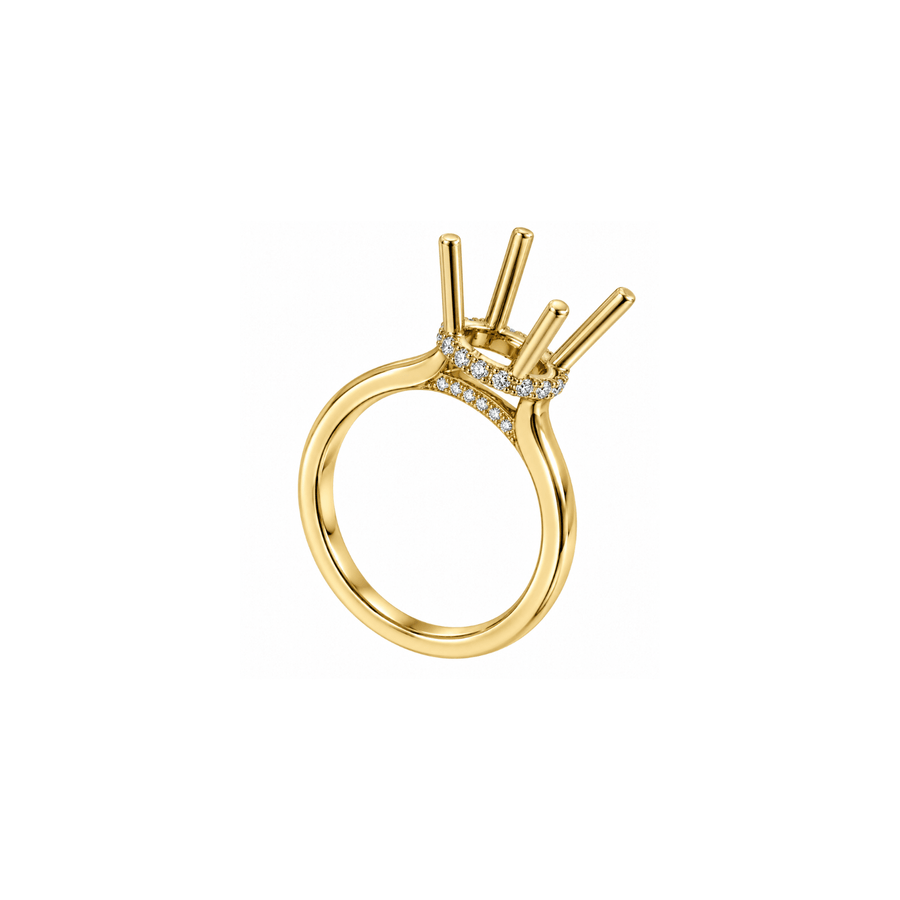 Pavé Diamond Hidden Halo Mounting Ring - DMRTJ00166