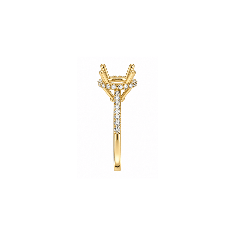 Pavé Diamond Hidden Halo Oval Cut Mounting Ring- CH Premier