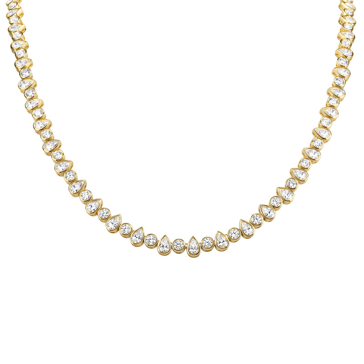 Pear and Round Cut Diamond Necklace - DNODE00125