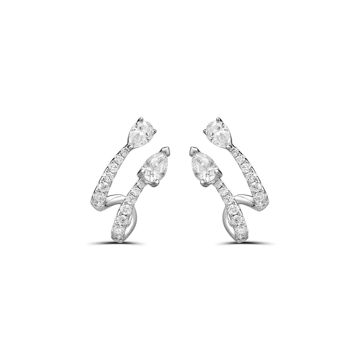 Pear Brilliant Cut Diamond Double Strand Huggie Earrings - DERTJ01893