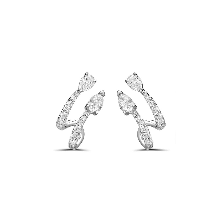 Pear Brilliant Cut Diamond Double Strand Huggie Earrings - DERTJ01893