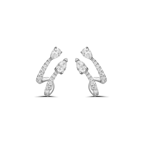 Pear Brilliant Cut Diamond Double Strand Huggie Earrings-Pear Brilliant Cut Diamond Double Strand Huggie Earrings - DERTJ01893