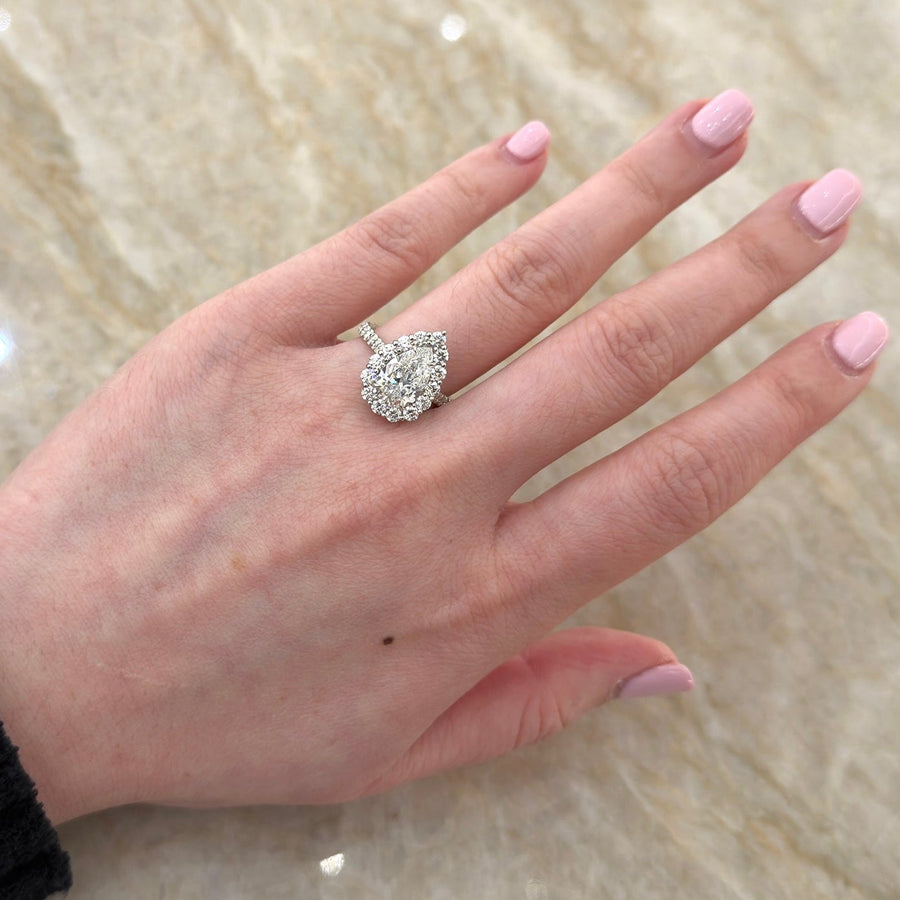 Pear Brilliant Cut Diamond Halo Engagement Ring - DRJST02534
