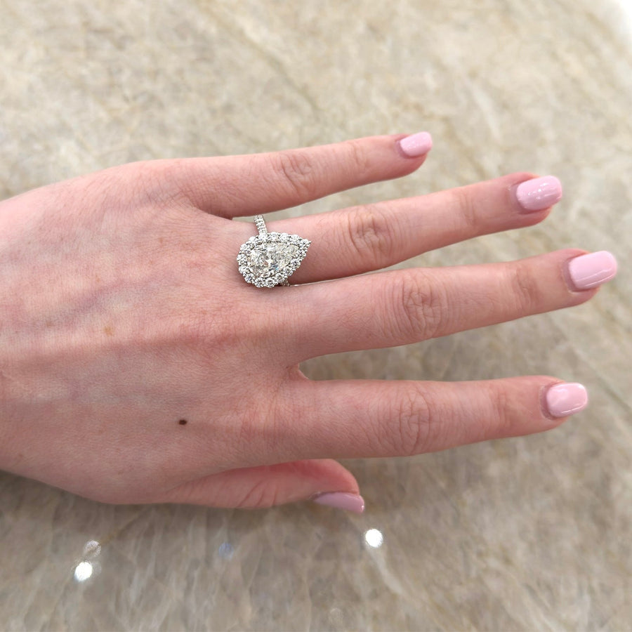 Pear Brilliant Cut Diamond Halo Engagement Ring - DRJST02543
