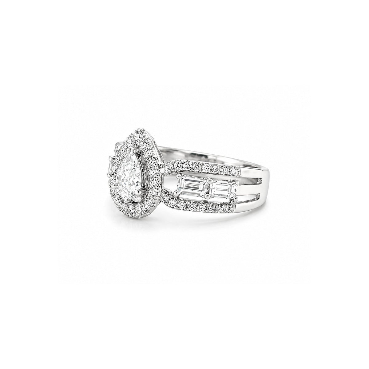 Pear Brilliant Cut Diamond Halo Ring