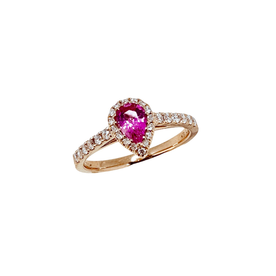Pear Cut Pink Sapphire Diamond Halo Ring - SRTIJ02375
