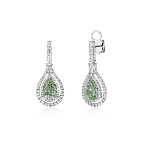 Pear-shaped Fancy Diamond Drop Earrings-Pear - shaped Fancy Diamond Drop Earrings - DEKHN04925