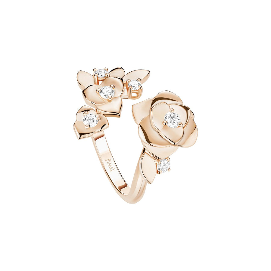 Piaget Rose Ring - G34UX700 - Piaget Rose ring in 18K rose gold set with 6 brilliant-cut diamonds (approx. 0.26 ct).