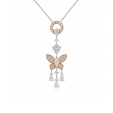 Pink and White Diamond Butterfly Necklace-Pink and White Diamond Butterfly Necklace