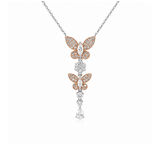 Pink and White Diamond Butterfly Necklace-Pink and White Diamond Butterfly Necklace