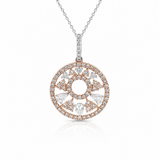 Pink and White Diamond Medallion Pendant and Chain-Pink and White Diamond Medallion Pendant and Chain
