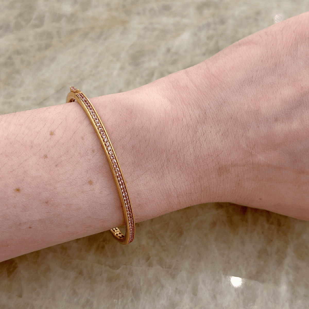 Pink Sapphire Channel Bangle - SBTIJ00489