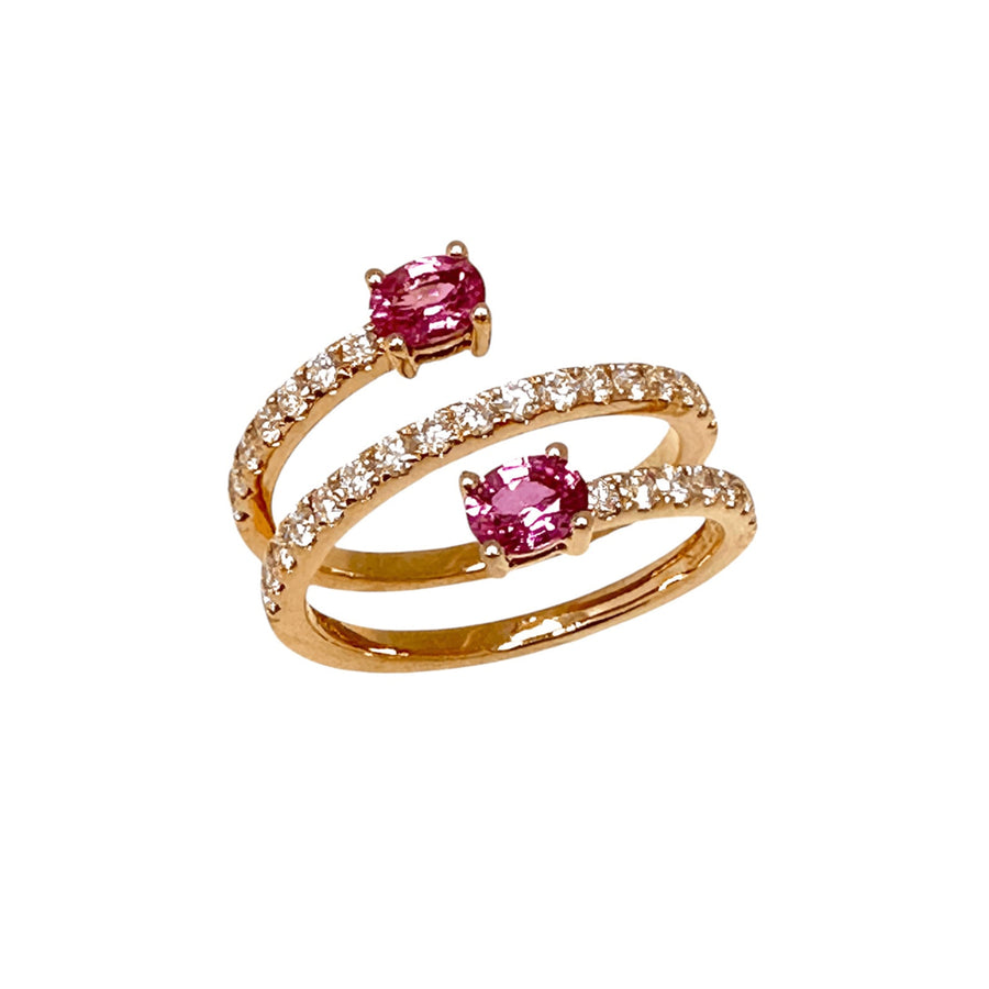 Pink Sapphire Diamond Coil Ring
