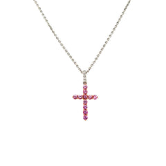 Brilliant cross Necklace ピンク pink-sapphire-diamond-cross-