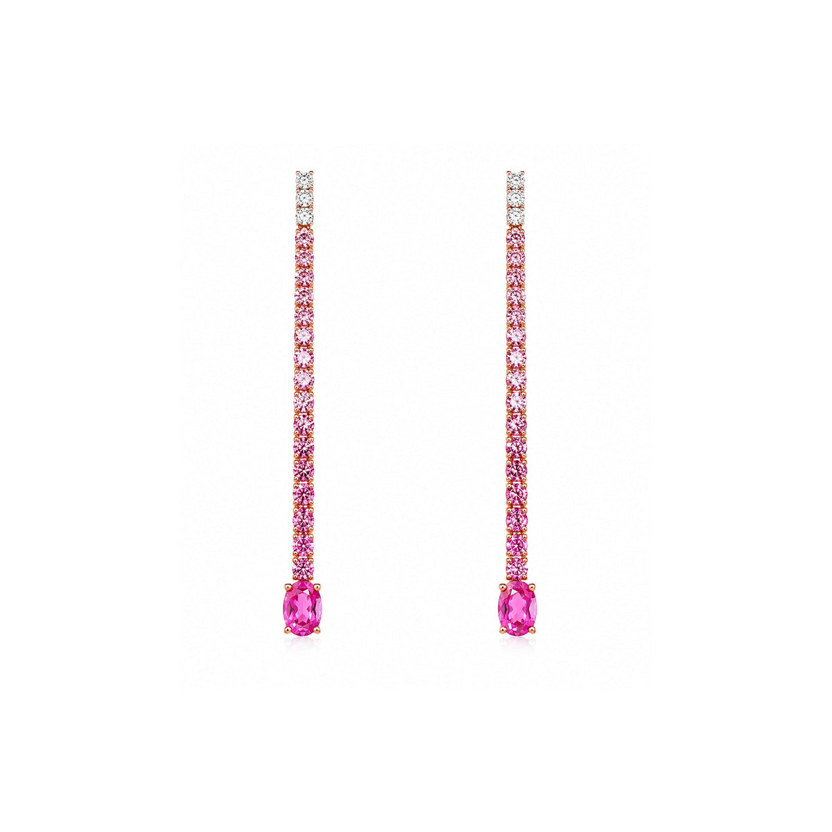 Pink Sapphire Diamond Gradient Duster Earrings