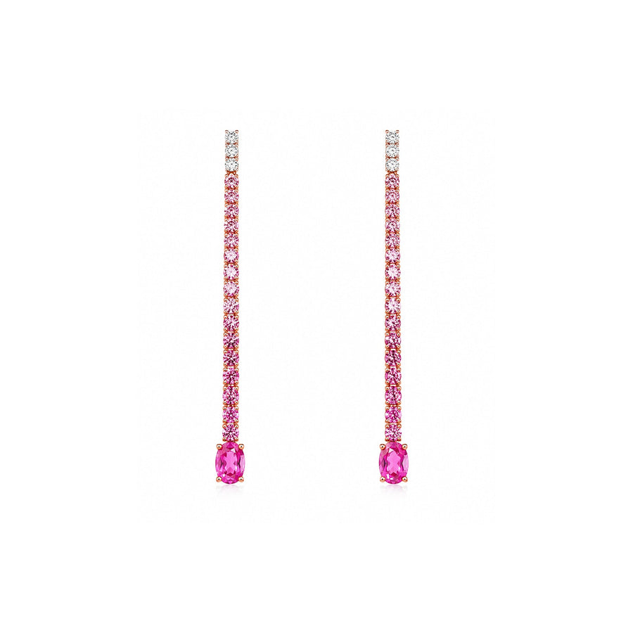 Pink Sapphire Diamond Gradient Duster Earrings