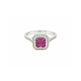 Pink Sapphire Diamond Halo Ring-Pink Sapphire Diamond Halo Ring