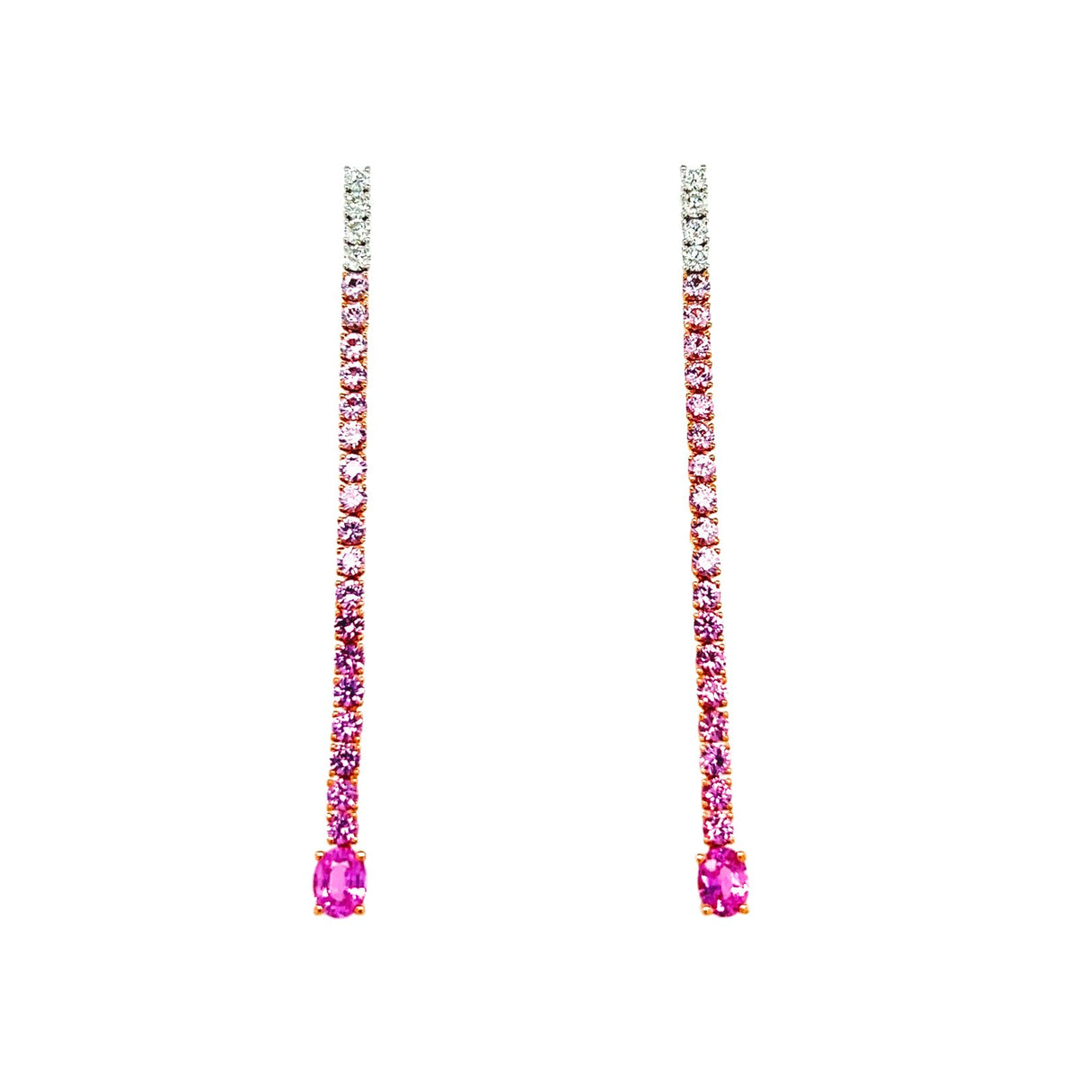 Pink Sapphire Diamond Long Earrings - SETIJ00885