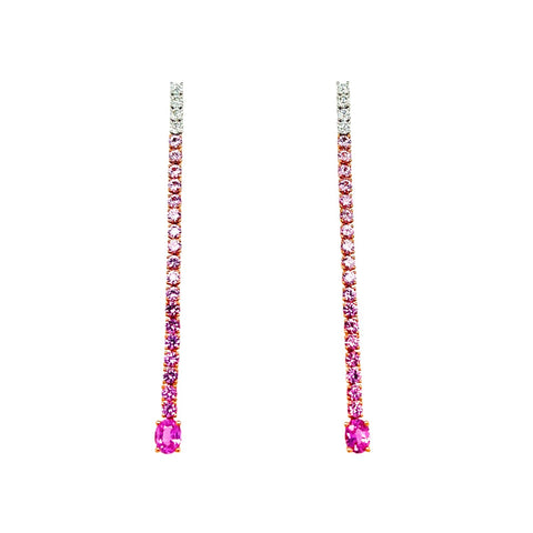 Pink Sapphire Diamond Long Earrings-Pink Sapphire Diamond Long Earrings - SETIJ00885