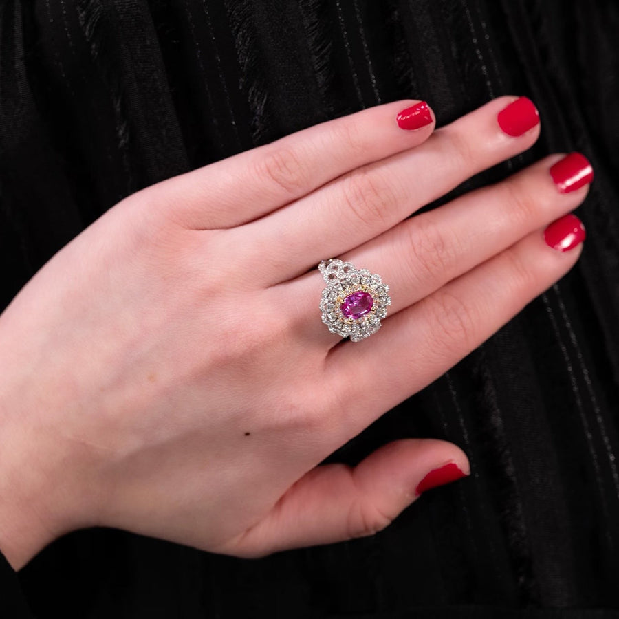 Pink Sapphire Diamond Ring - SRTIJ01697