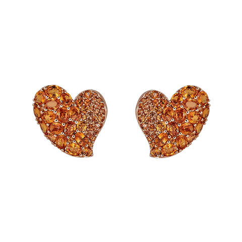 Piranesi Wave Heart Medium Earrings in Orange Sapphire-Piranesi Wave Heart Medium Earrings in Orange Sapphire - E5389 - 25