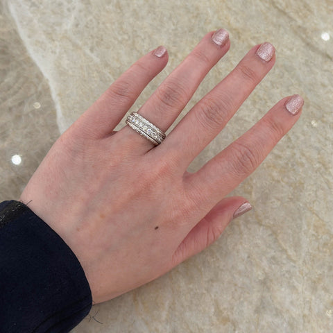 Platinum Diamond Eternity Band-Platinum Diamond Eternity Band with diamonds totaling 1.35 carats.
