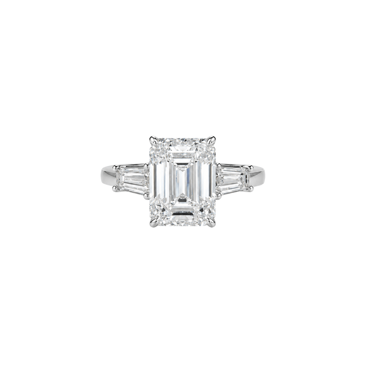 Platinum Emerald Cut Diamond Ring - DRJST02589