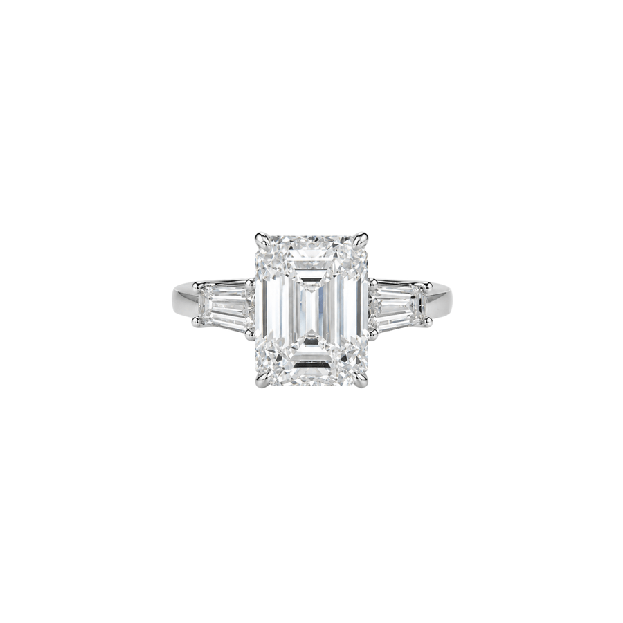Platinum Emerald Cut Diamond Ring - DRJST02589