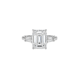 Platinum Emerald Cut Diamond Ring-Platinum Emerald Cut Diamond Ring - DRJST02589