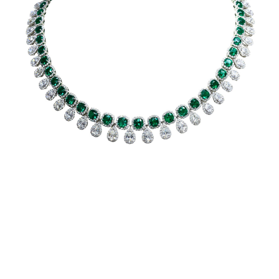 Platinum Emerald Diamond Necklace - ENUJD00091