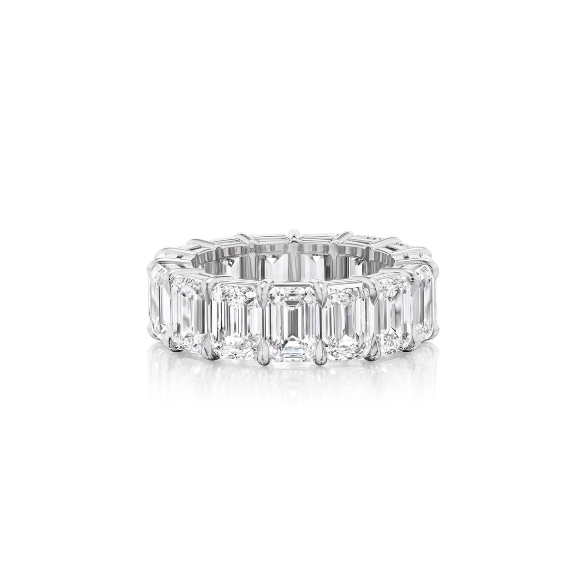 Platinum Emerald Eternity Diamond Band