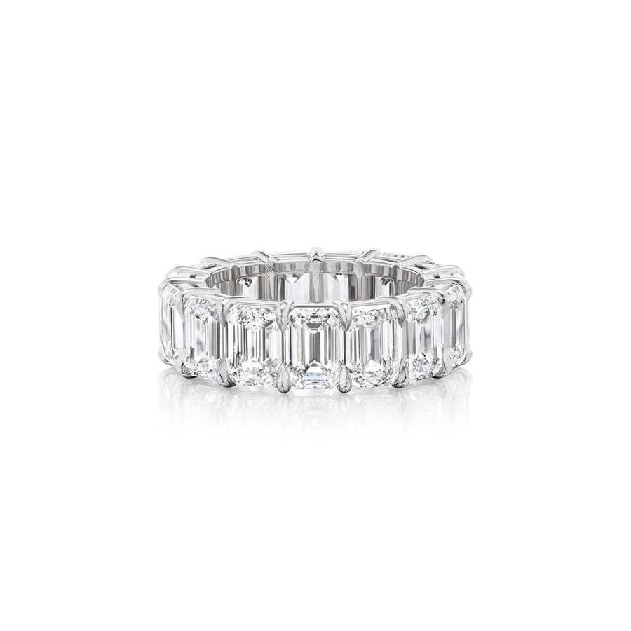 Platinum Emerald Eternity Diamond Band