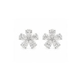 Platinum Floral Pear Brilliant Cut Diamond Stud Earrings-Flower Diamond Studs
