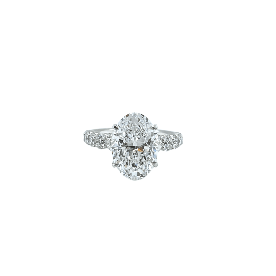 Platinum Oval-cut Engagement Ring and Band Set - DRJBS03864